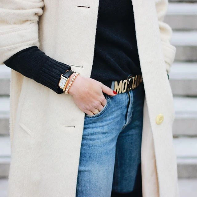 Women's minimalist fashion with Berg + Betts sustainable watch