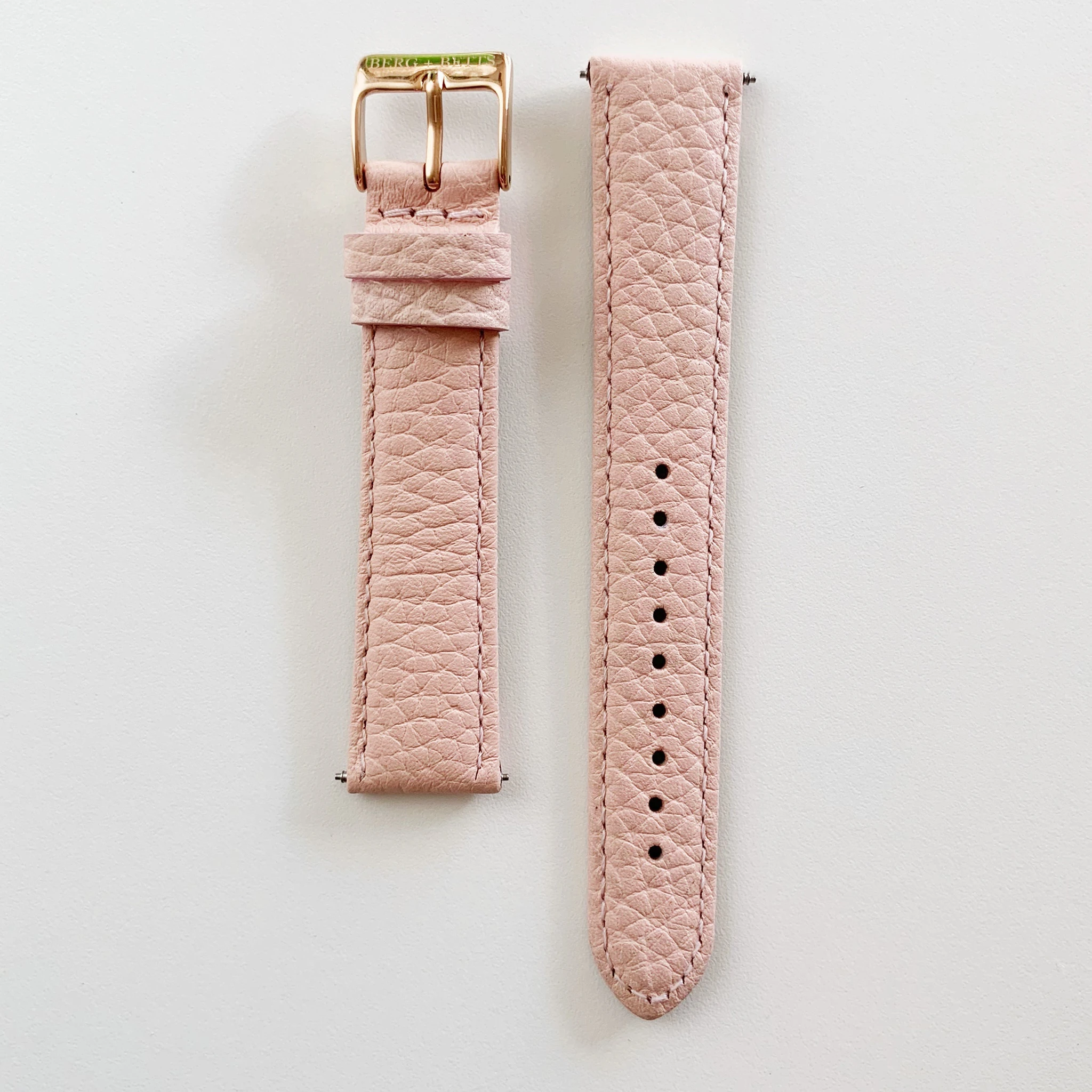 18mm sustainable leather watch strap in blush pink