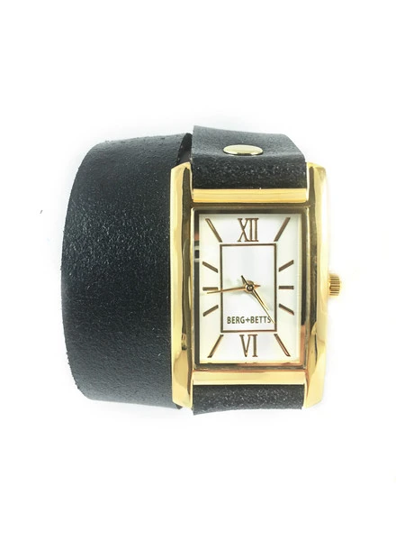 GOLD DOUBLE WATCH IN BLACK