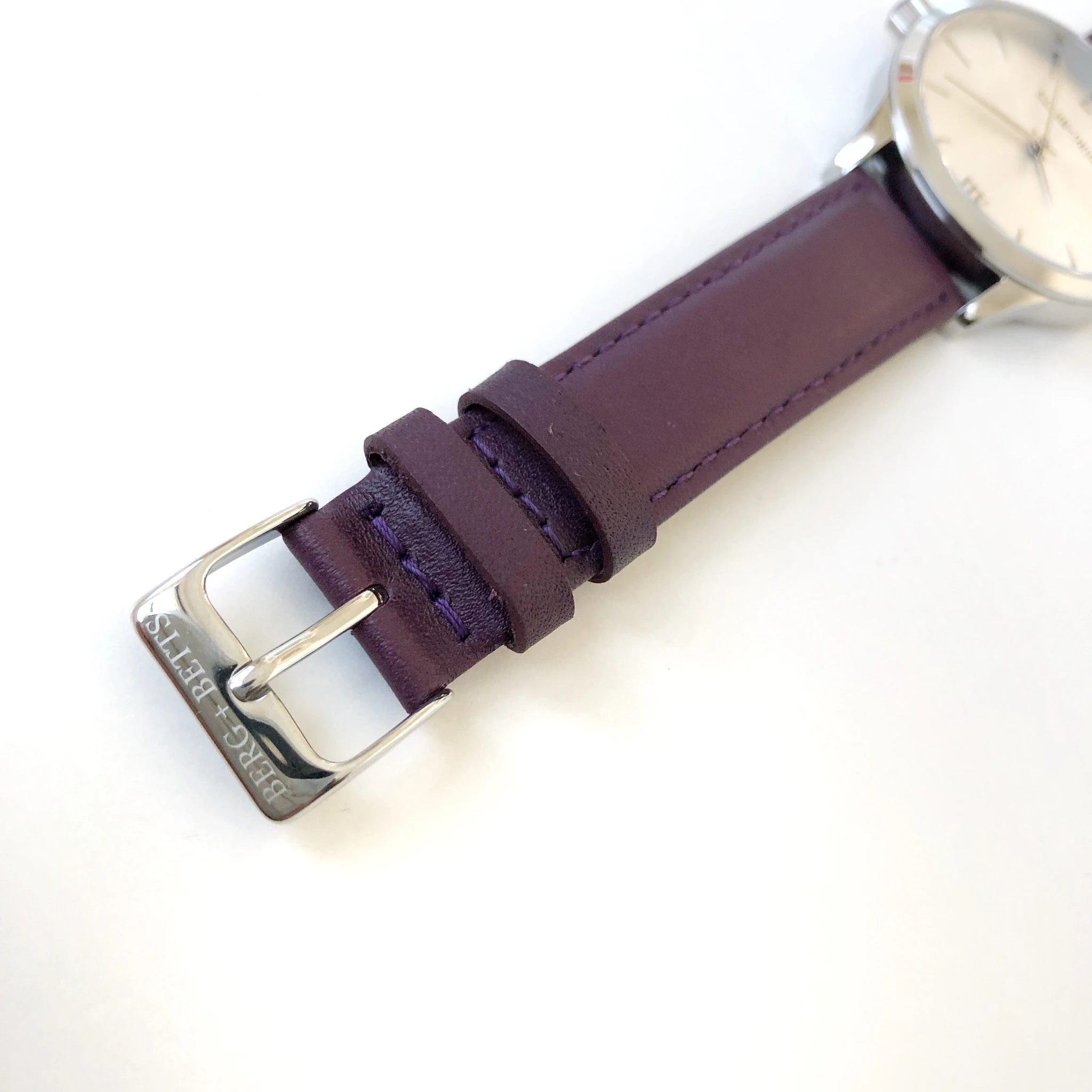 BERG + BETTS | Ethically made silver watch with sustainable plum strap