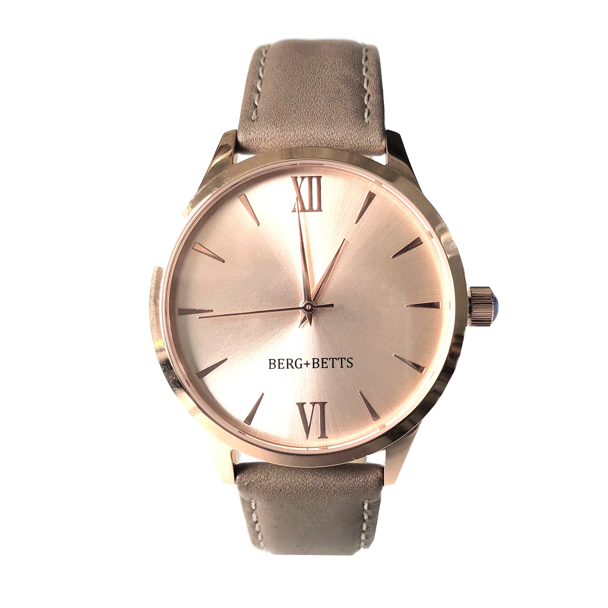 Ethically made Rose Gold watch with sustainable brown leather strap from BERG+BETTS